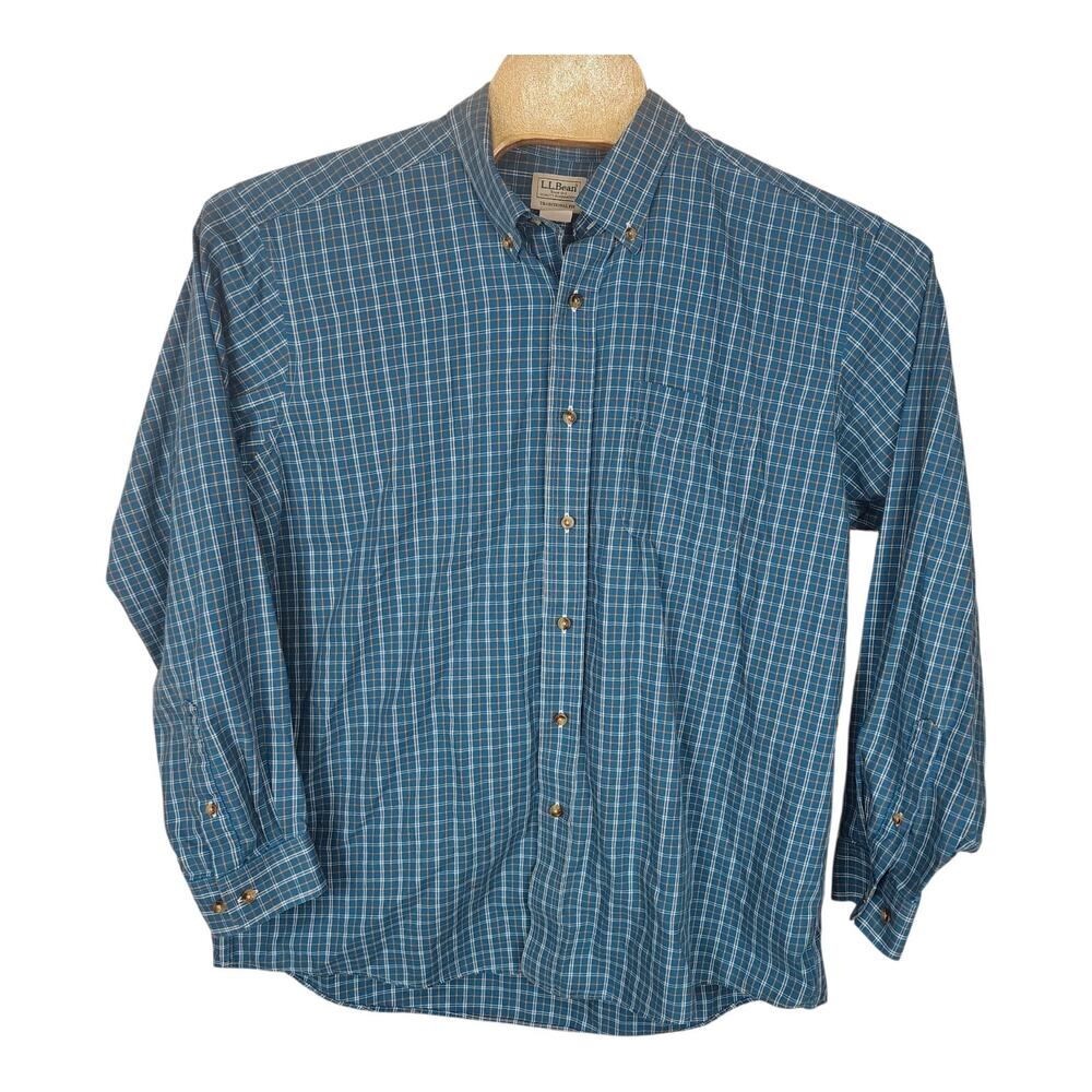 Men's L.L. Bean Traditional Fit Button Down Plaid Long Sleeve Shirt XL